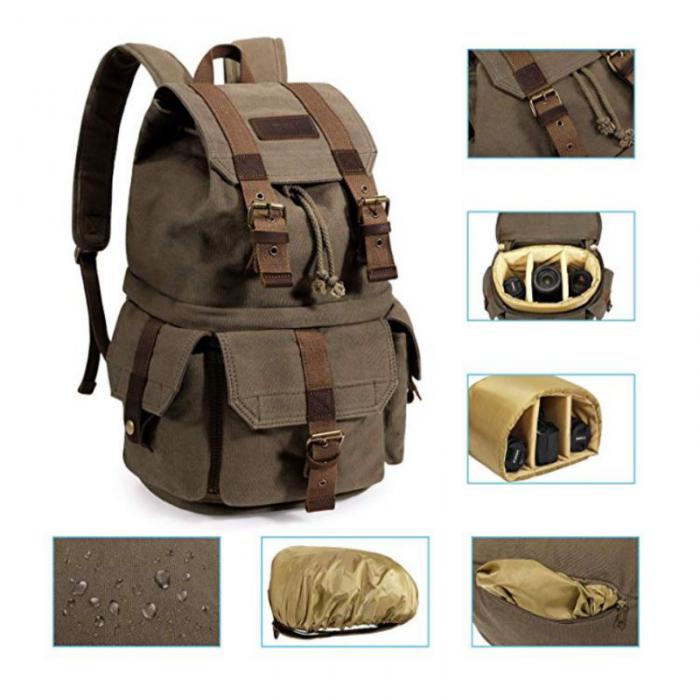 S-ZONE Canvas DSLR SLR Camera Backpack